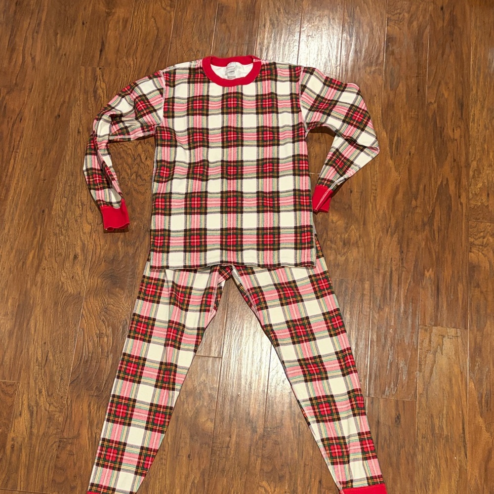 Plaid adult Pajamas with Red Accents
